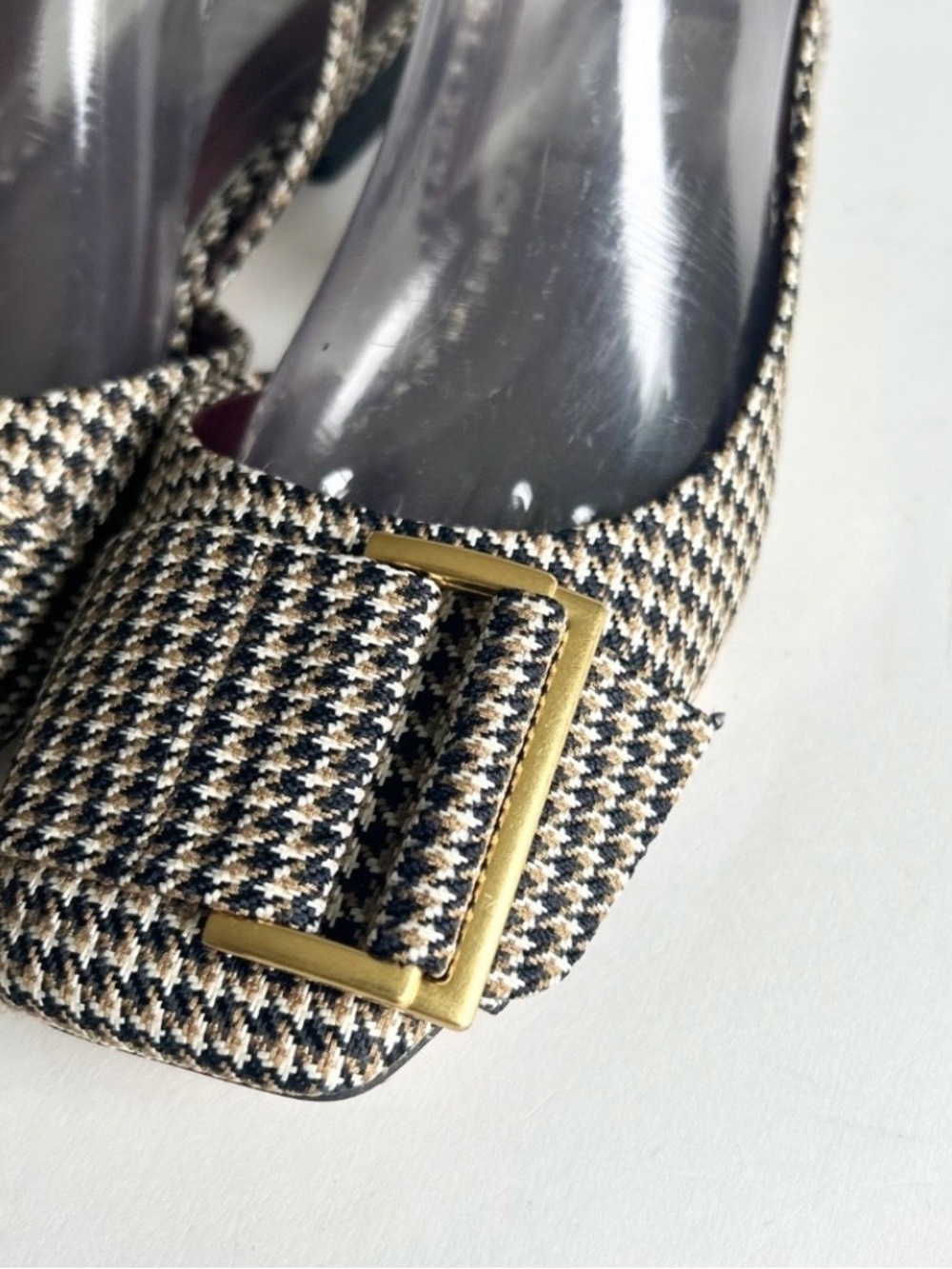 Sarto Khaki Black White Textile Square Toe Sandals size 8.5. - Picture 5 of 16